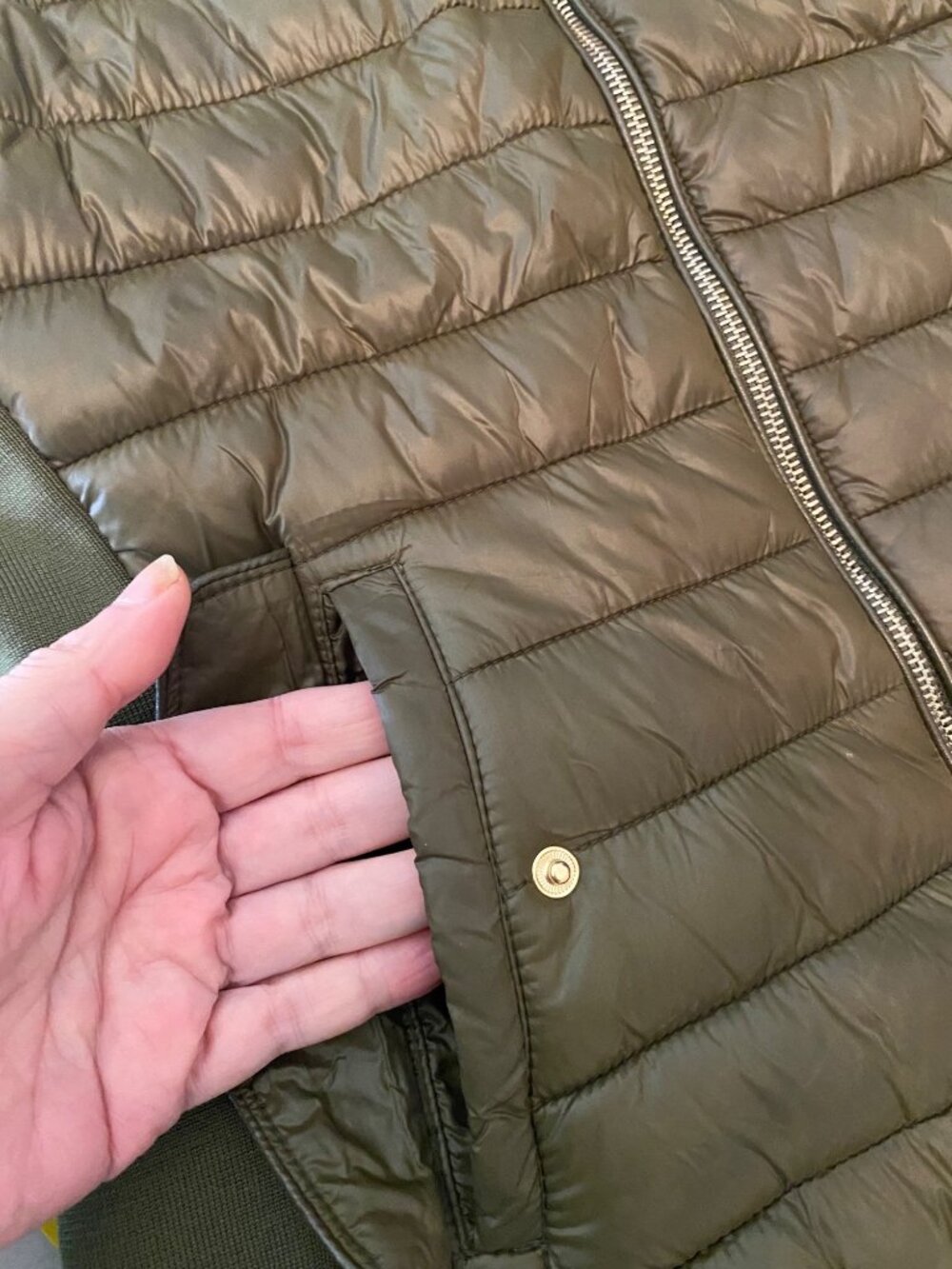 Love Tree Olive Green Quilted Puffer Vest Zip Front & Snap Pockets Large - Picture 6 of 8